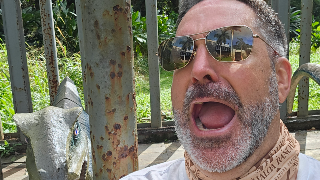 Am I too old to learn ukulele? Jon Whitehouse at Jurassic Park Hawaii where his ukulele journey began at 50